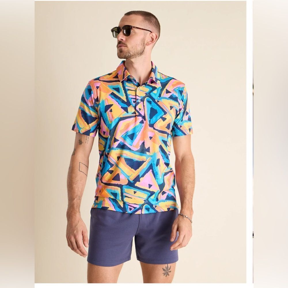 Chubbies The Exploding Nacho Triangle Geometric Men’s Polo Size S